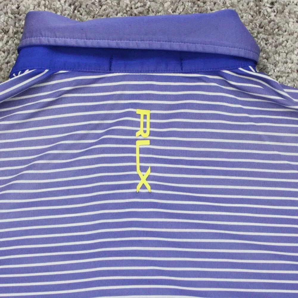 RLX Ralph Lauren Stripe Polo Shirt Mens XL Blue Golf